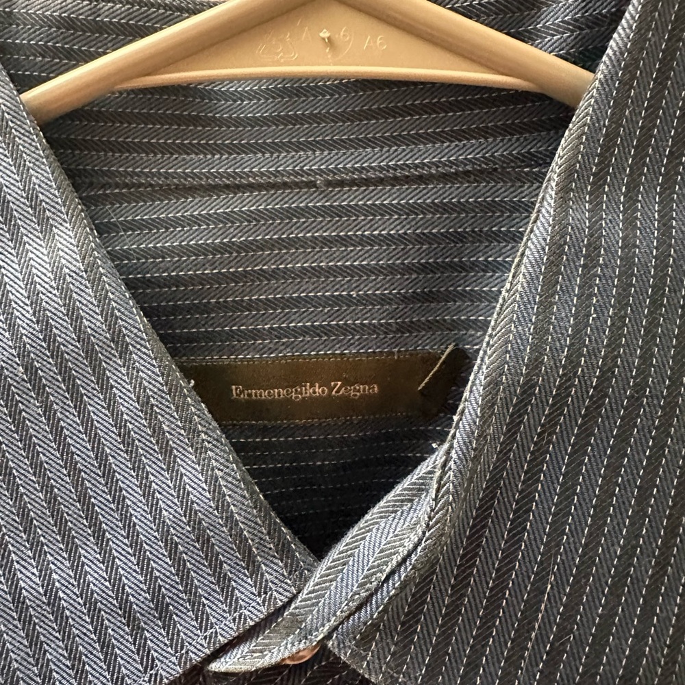 Ermenegildo Zegna Charcoal Herringbone Shirt